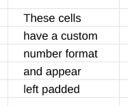 Cell padding with a custom number format
